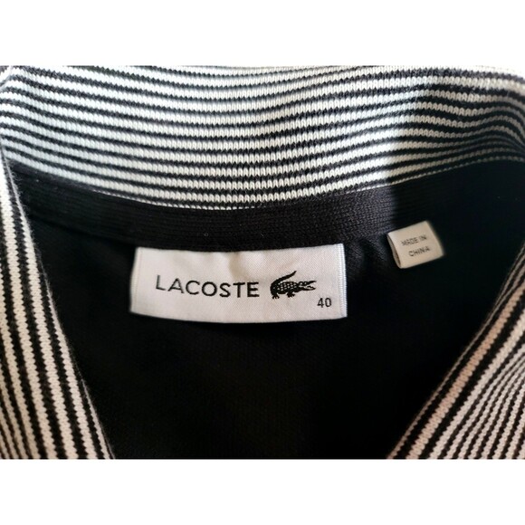 EUC Lacoste Womens Black Stretch Cotton Pique Mesh Polo Dress, 40 - Picture 5 of 7